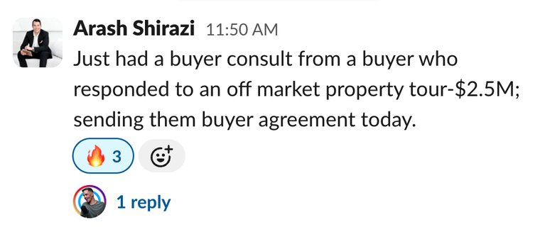 Client win shared in Slack