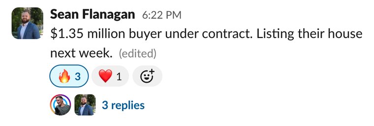 Client win shared in Slack
