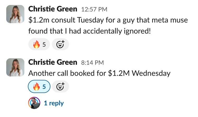 Client win shared in Slack