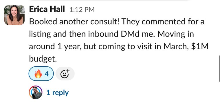 Client win shared in Slack