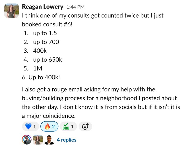 Client win shared in Slack