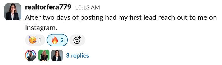Client win shared in Slack