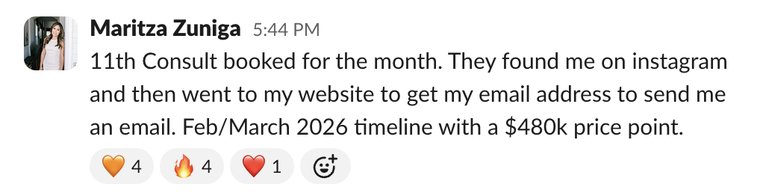 Client win shared in Slack