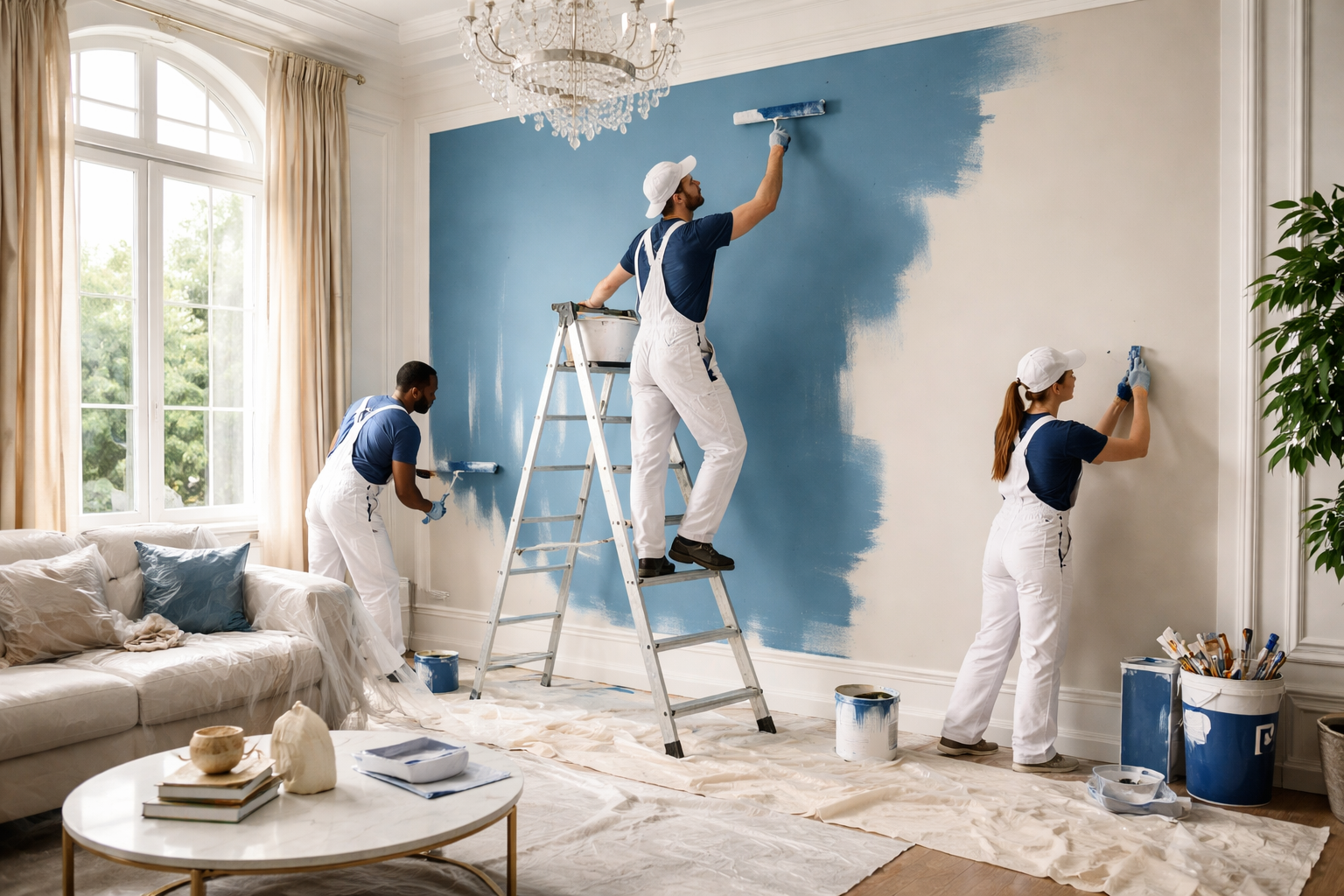 Professional painters at work