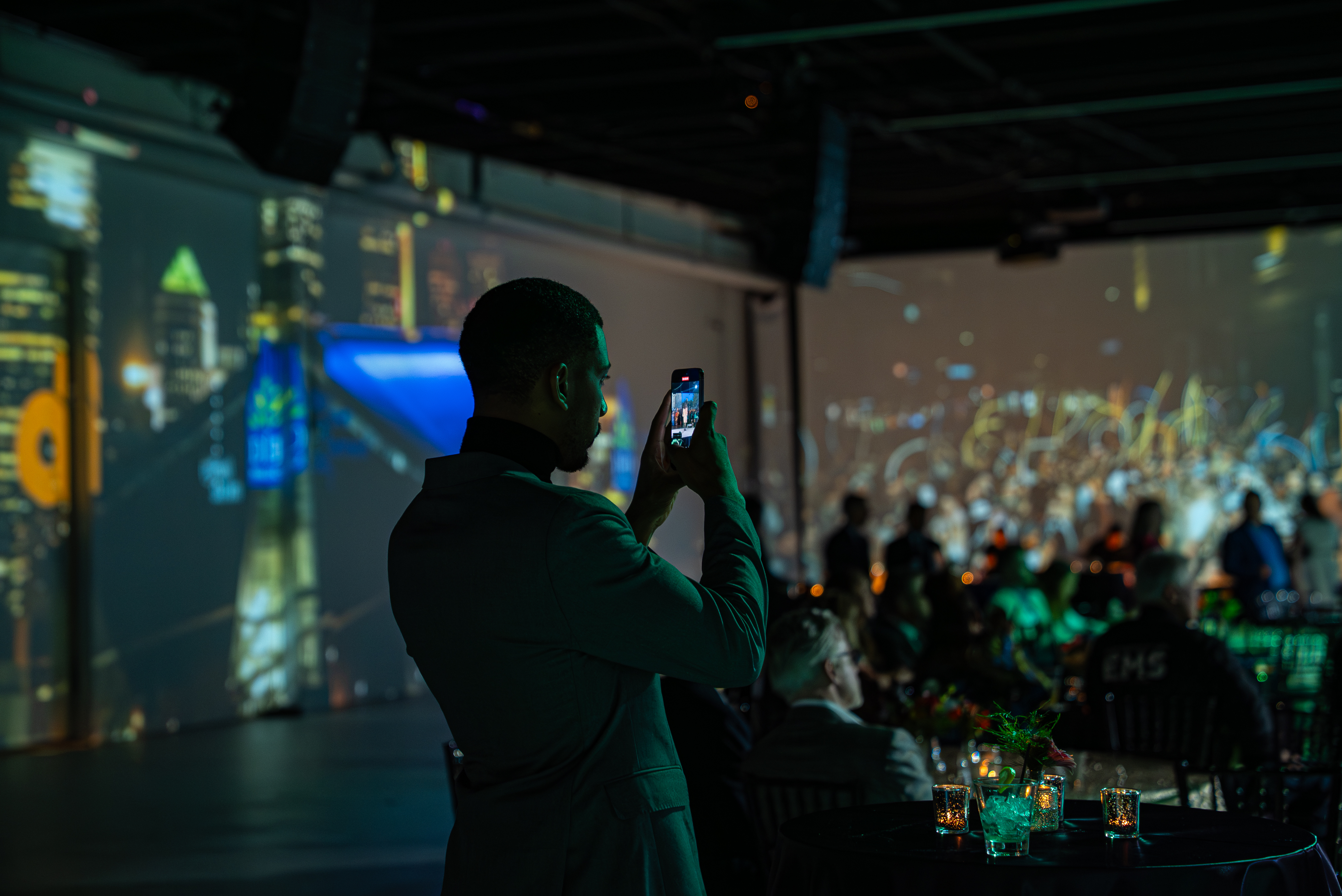Still frame from the Shift Focus Media showreel — night life cinematography on a lively Friday evening