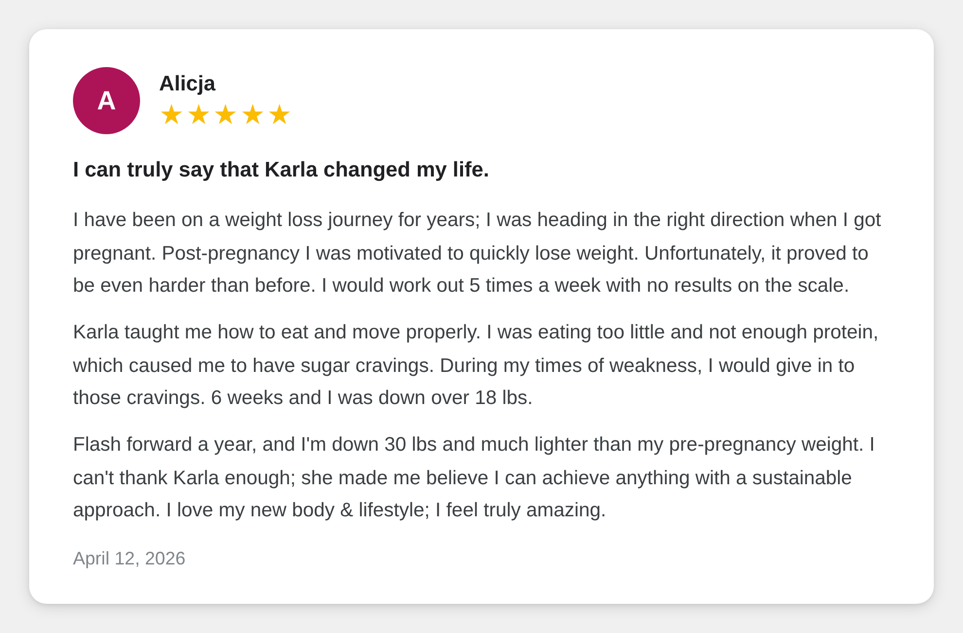 Client testimonial