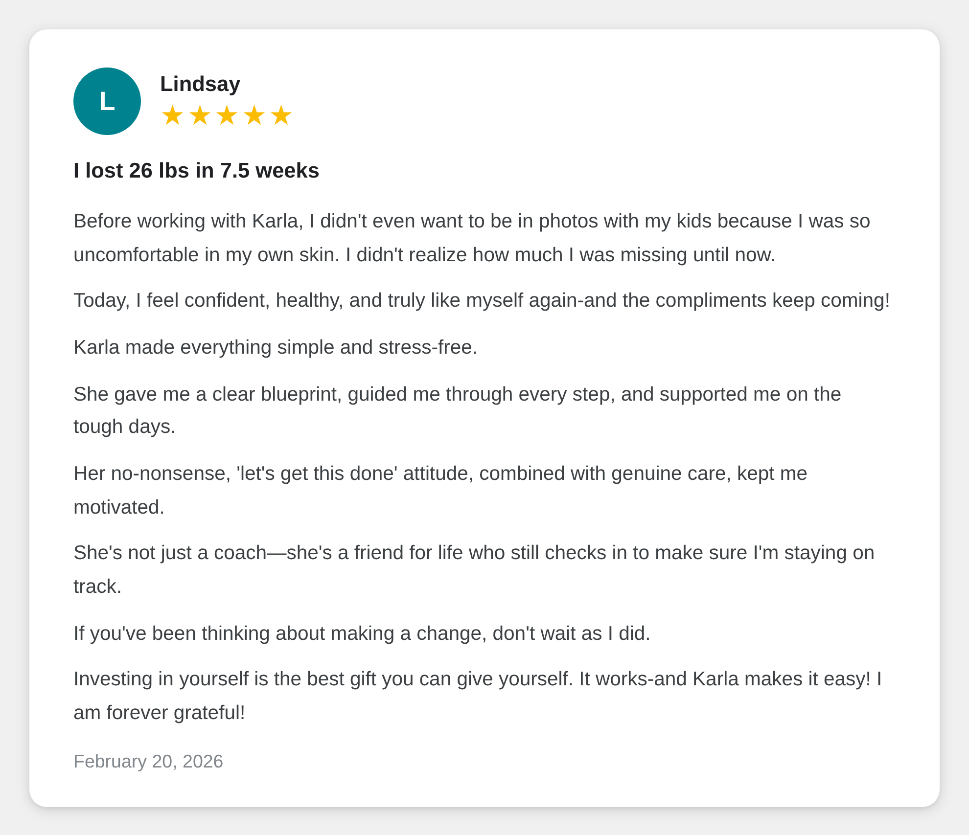 Client testimonial