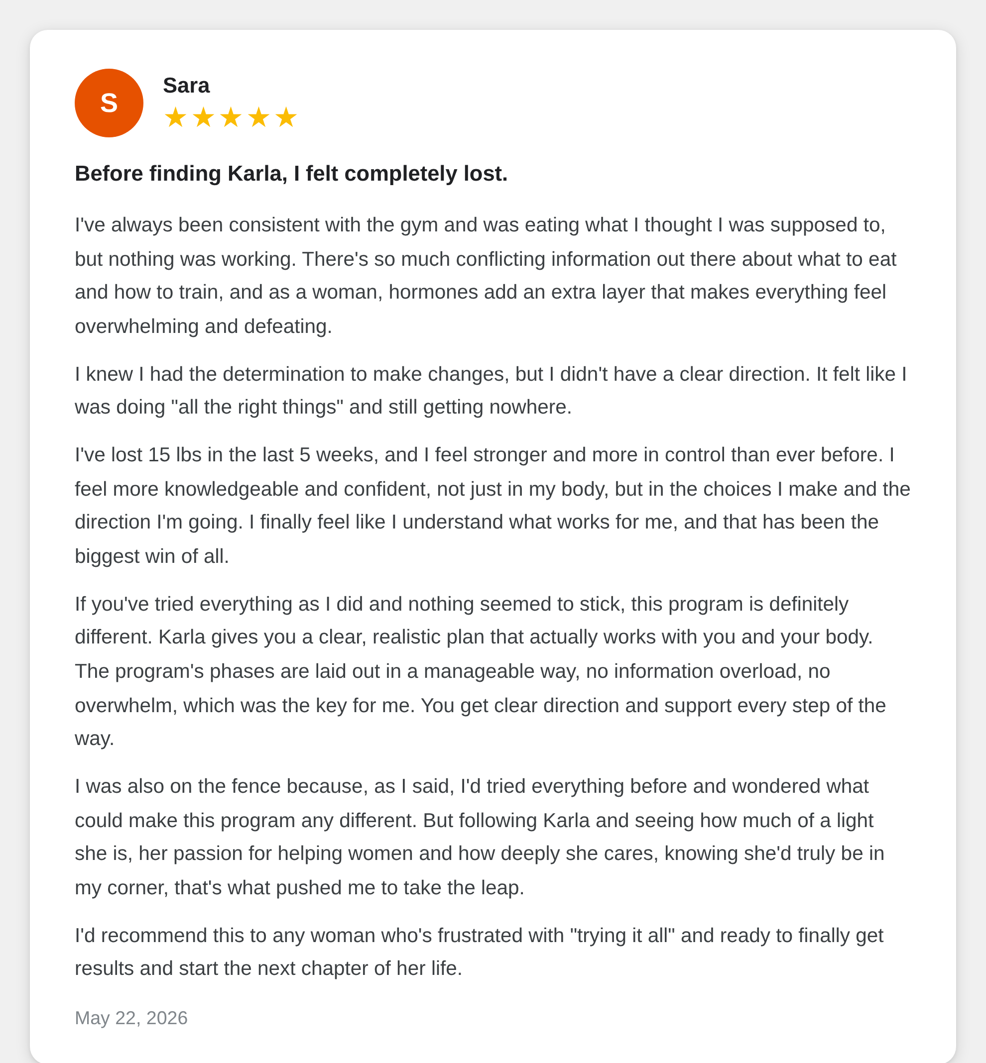 Client testimonial