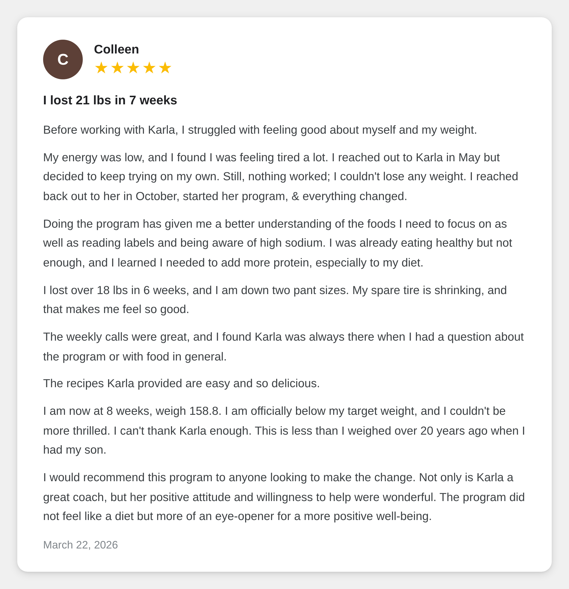 Client testimonial