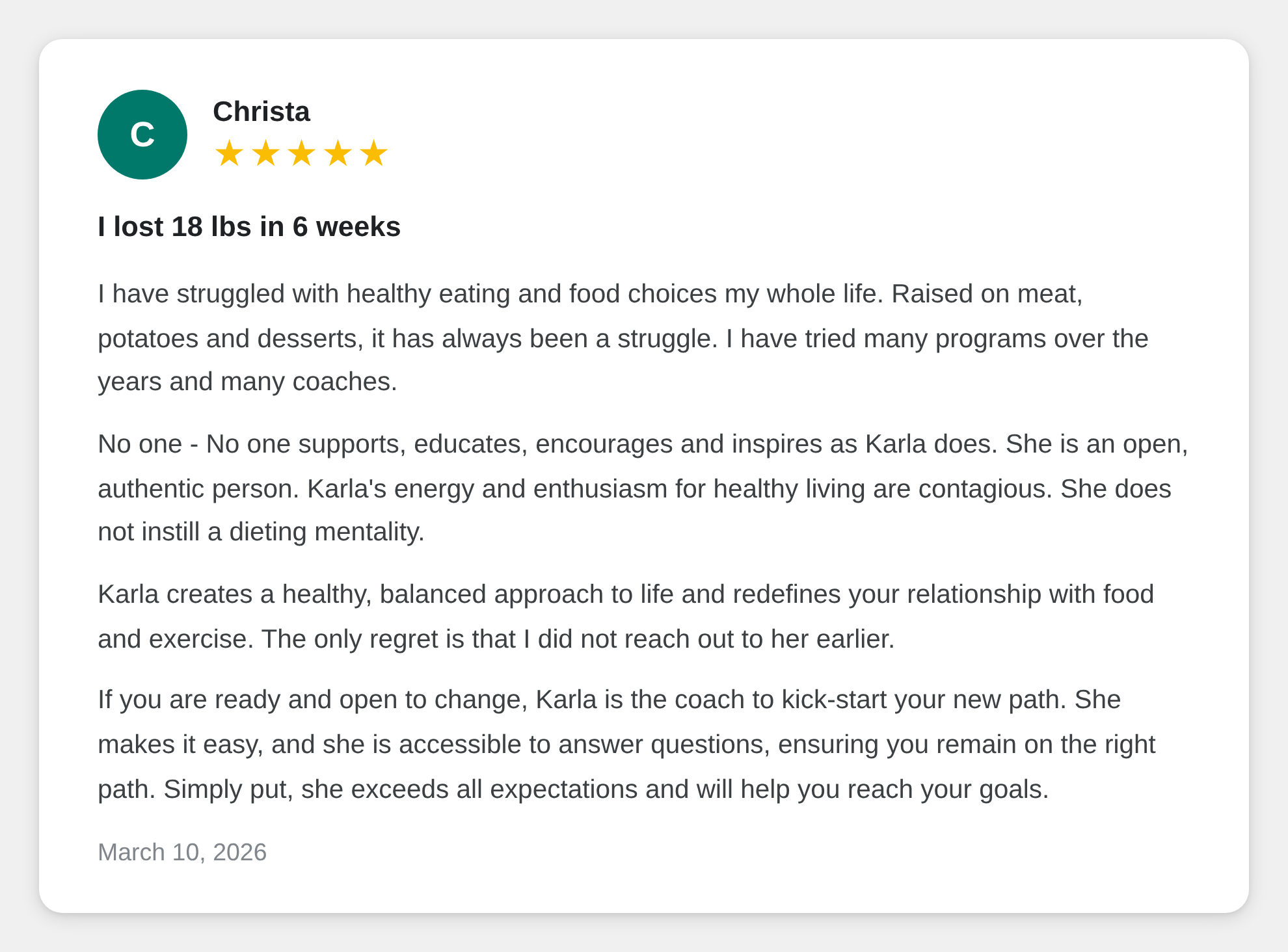 Client testimonial