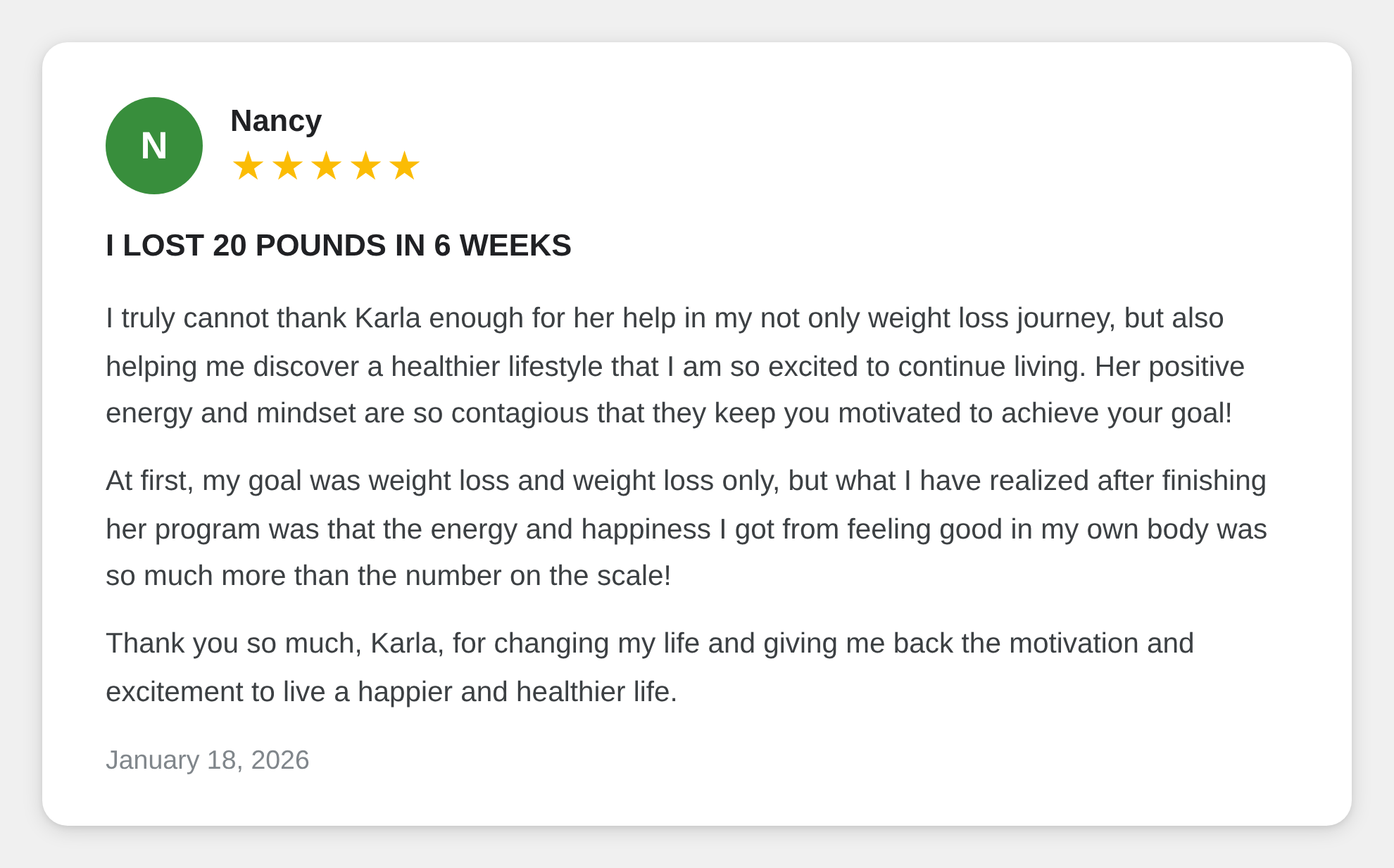 Client testimonial