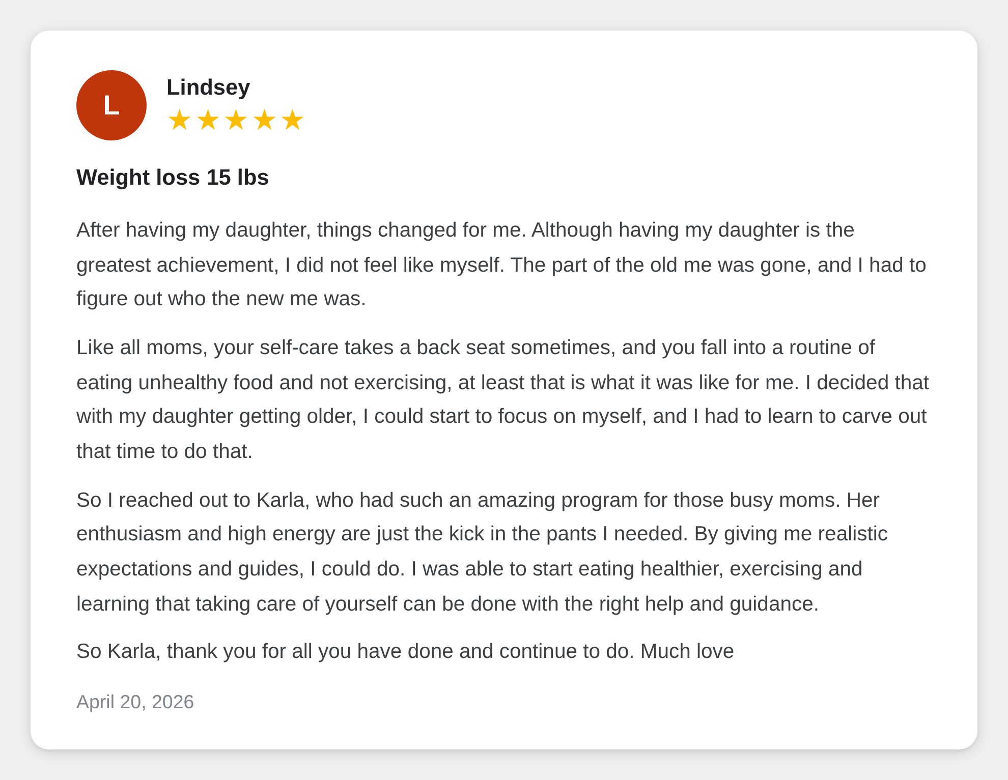 Client testimonial