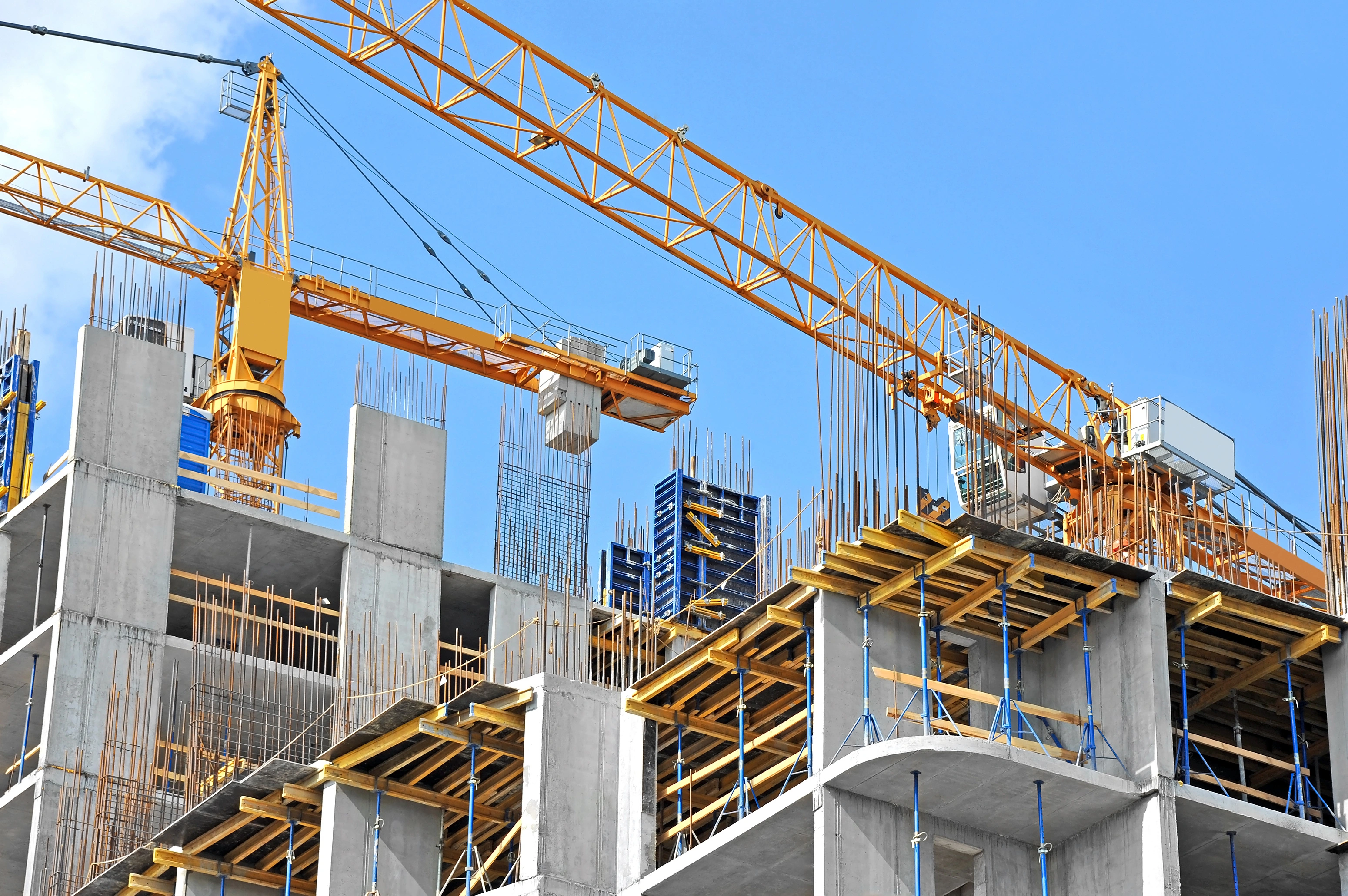 Construction underway on a project with approved plans