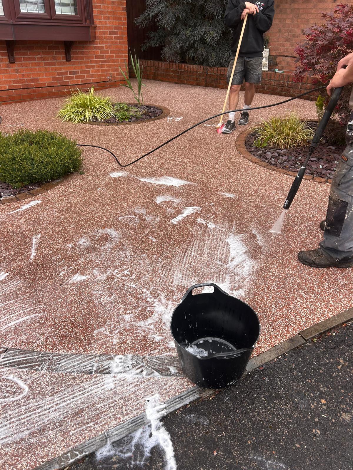 Resin driveway cleaning and resealing project in Newport 4