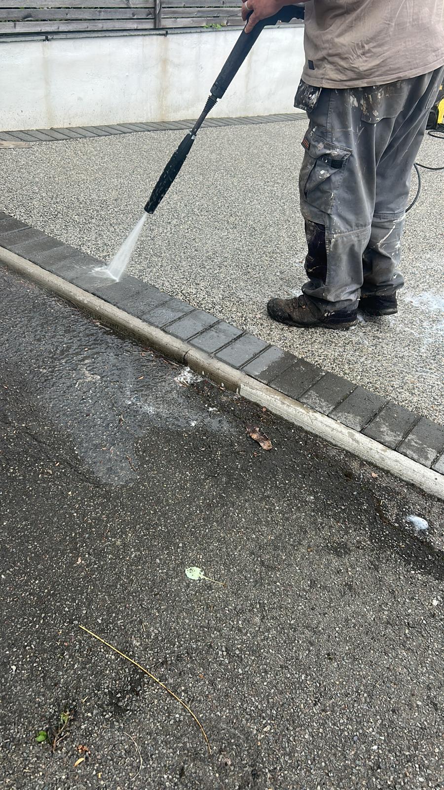 Resin driveway cleaning and resealing project in Newport 7