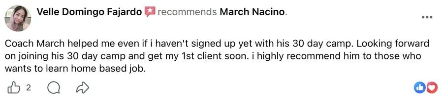 Facebook recommendation for March Nacino