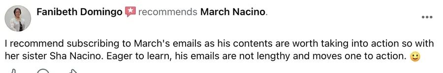 Facebook recommendation for March Nacino