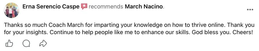 Facebook recommendation for March Nacino