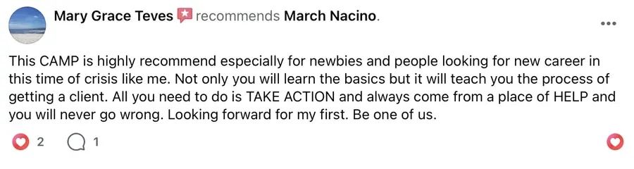Facebook recommendation for March Nacino