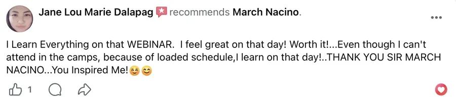Facebook recommendation for March Nacino
