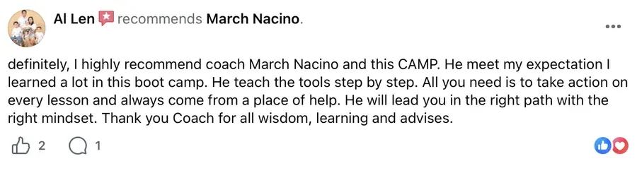 Facebook recommendation for March Nacino