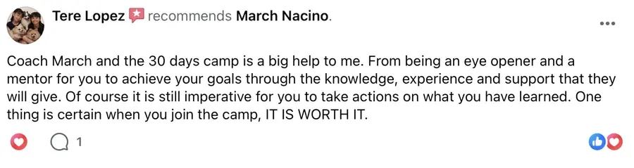 Facebook recommendation for March Nacino