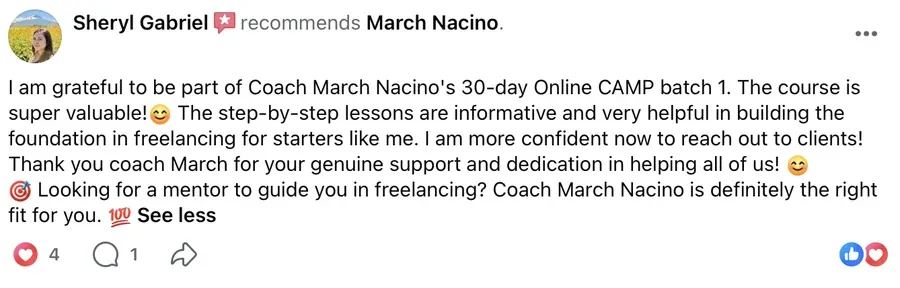 Facebook recommendation for March Nacino