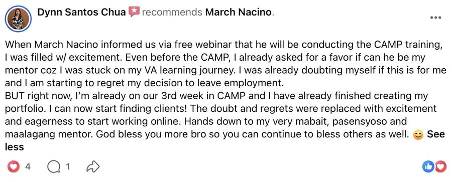 Facebook recommendation for March Nacino