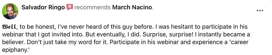 Facebook recommendation for March Nacino