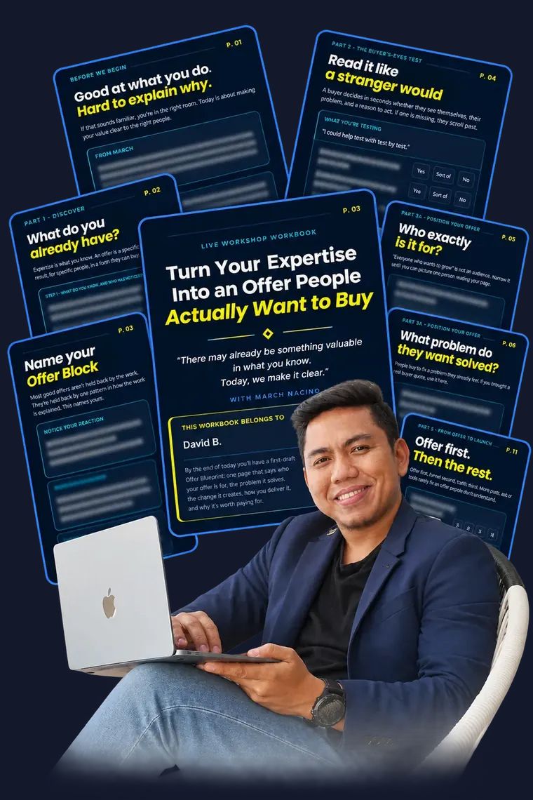 March Nacino with the workshop workbook pages