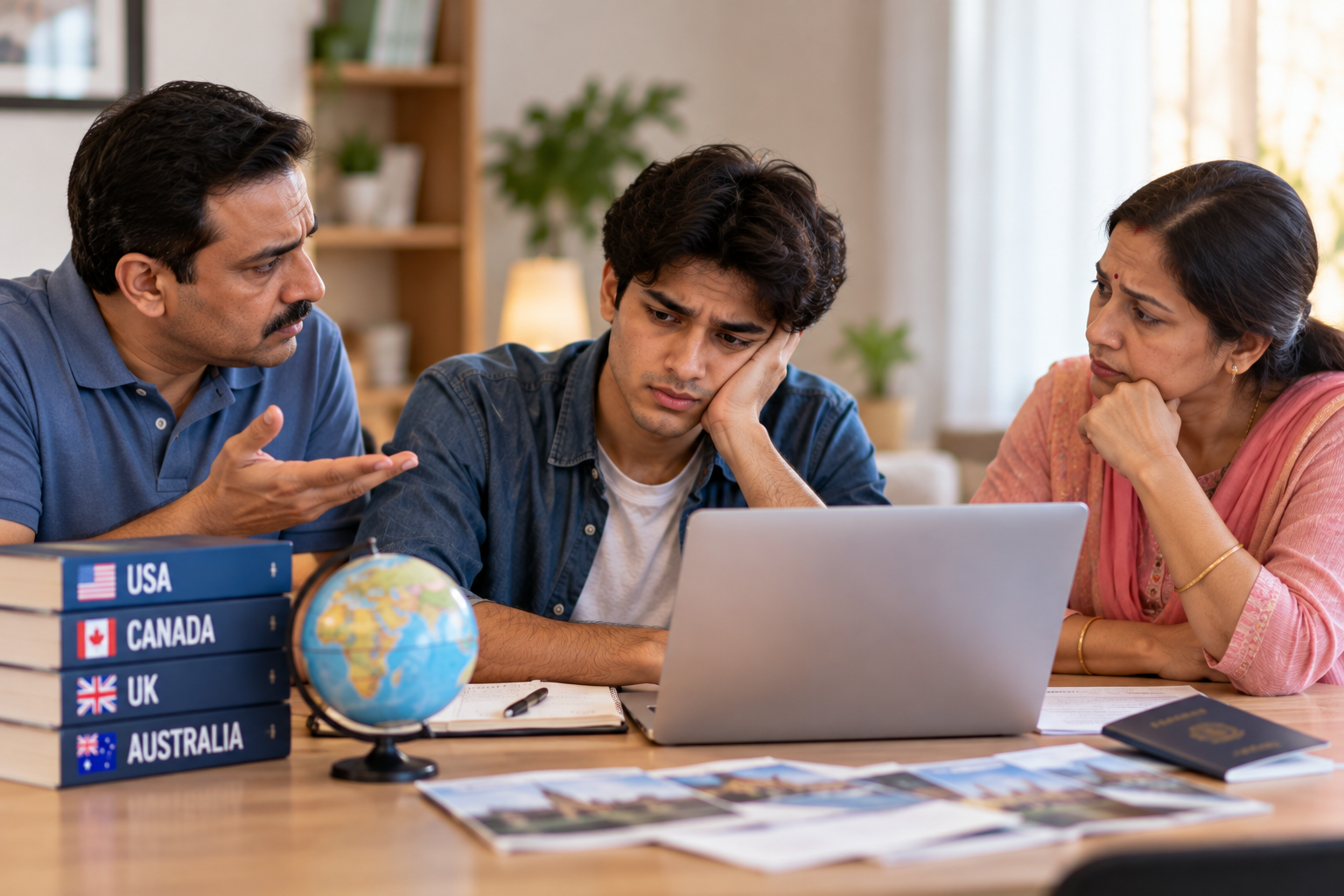 A family together at home talking about the decision