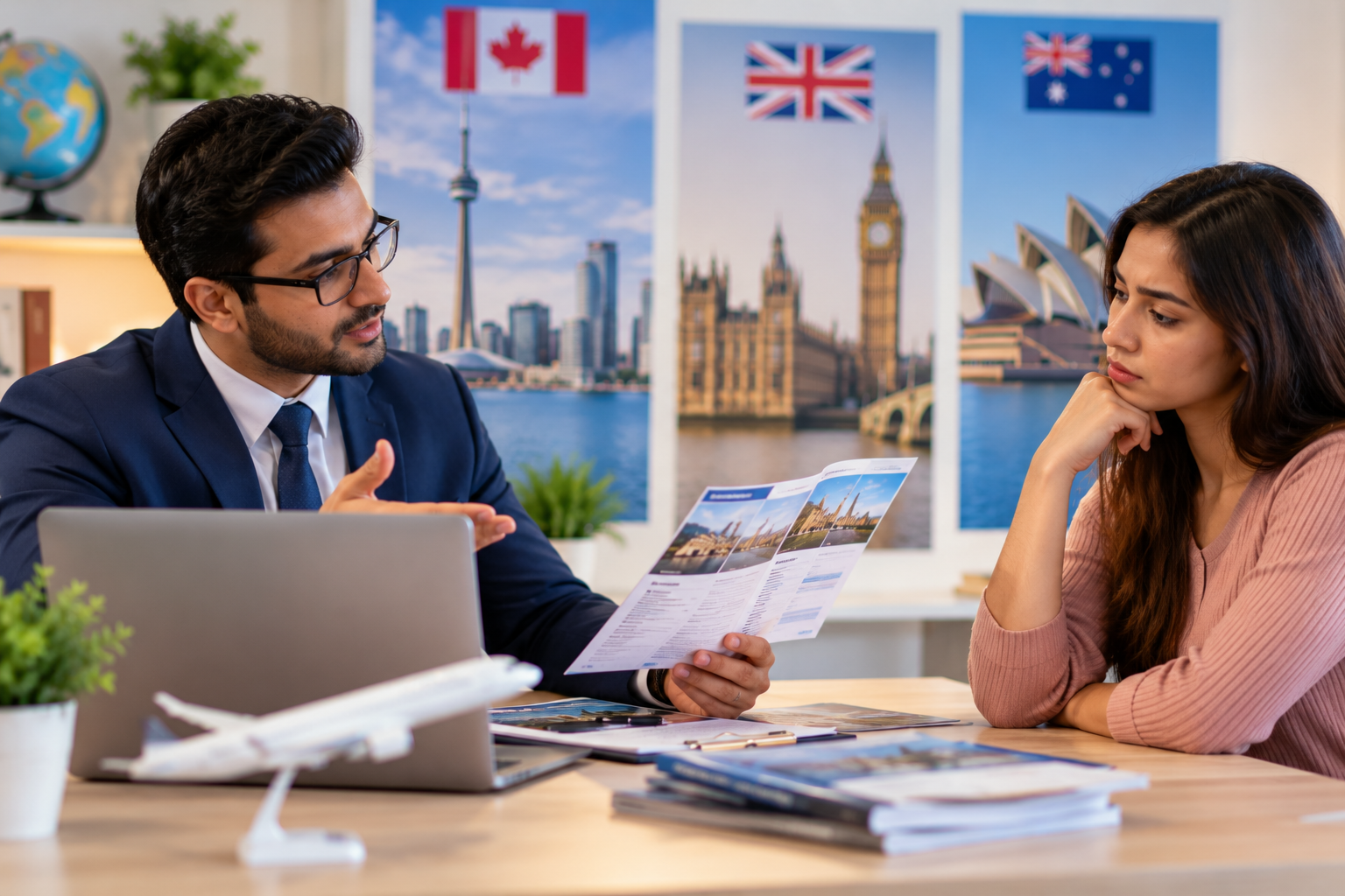 Advisers around a meeting table pitching options