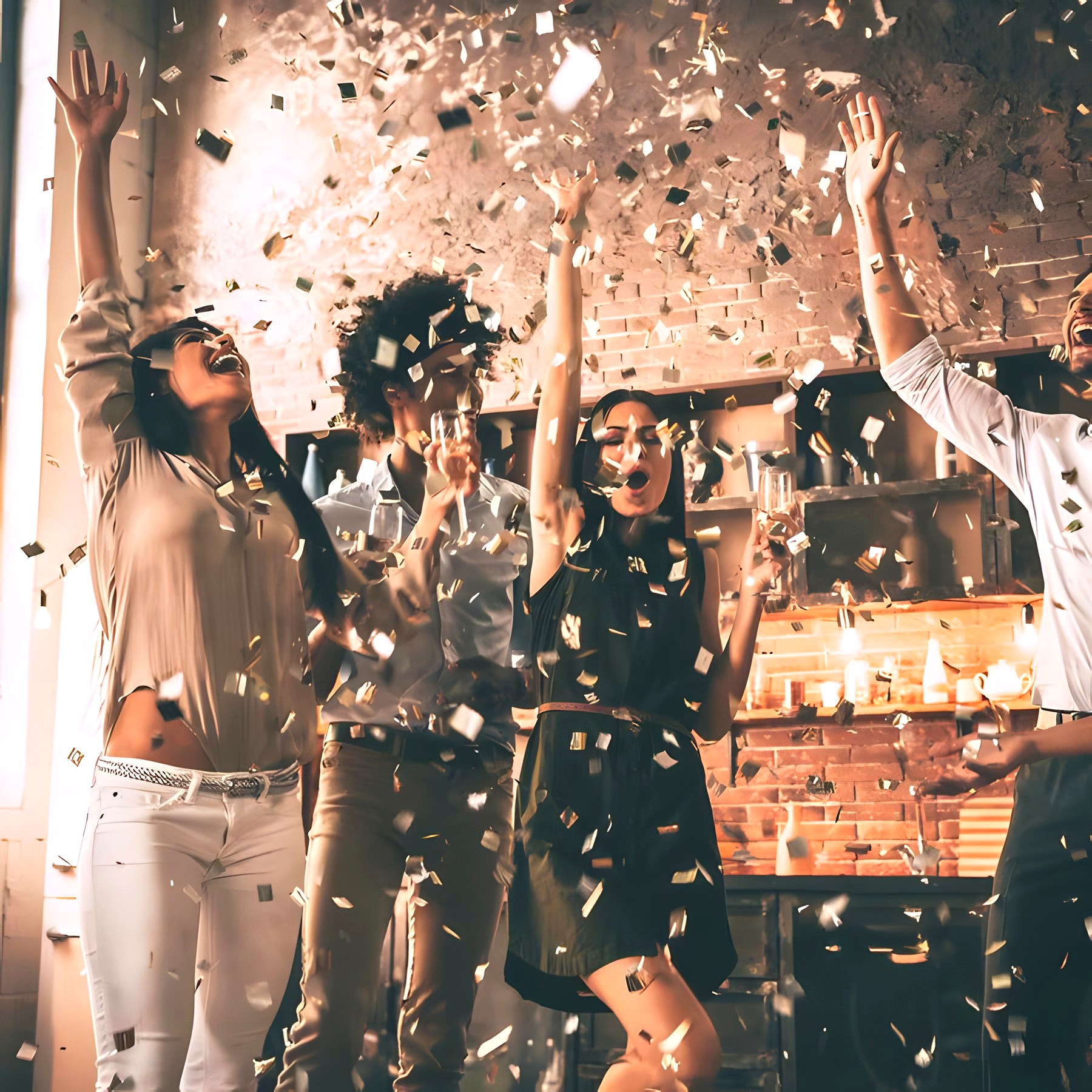 Confetti blast over the dance floor