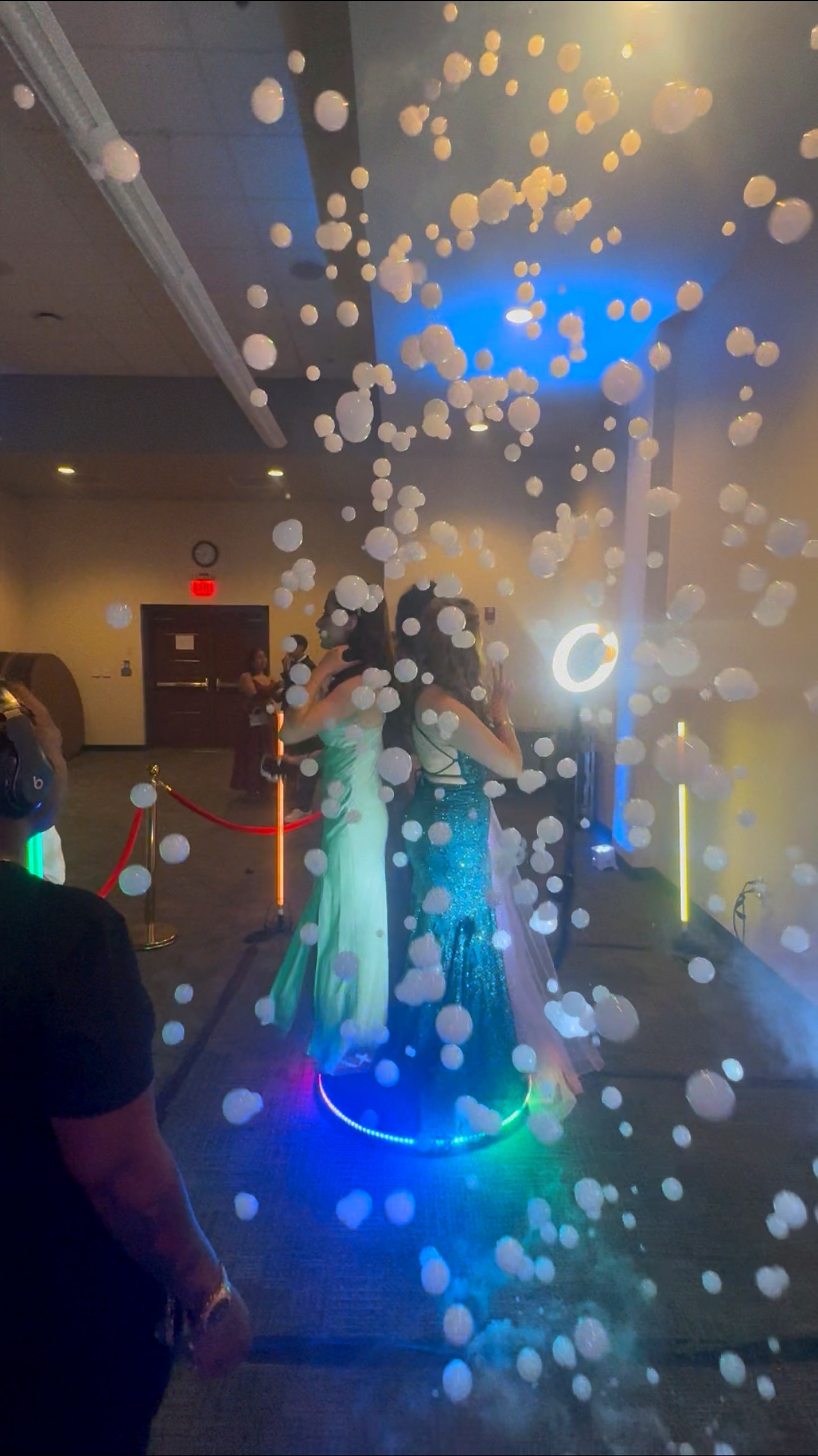 Bubble storm under neon lights