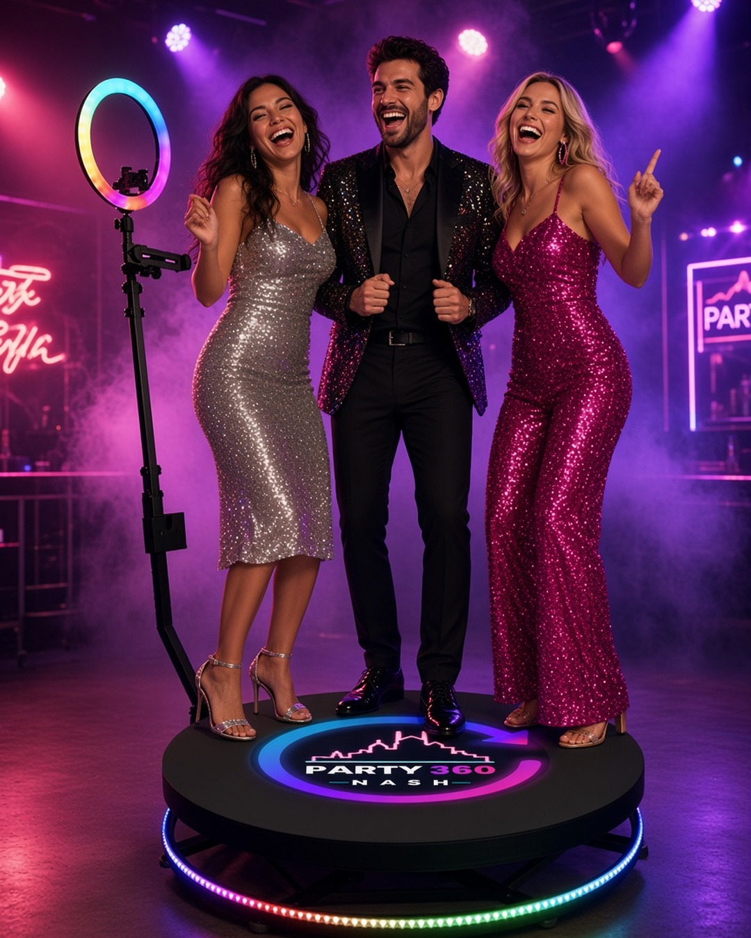 Friends on the Party 360 booth