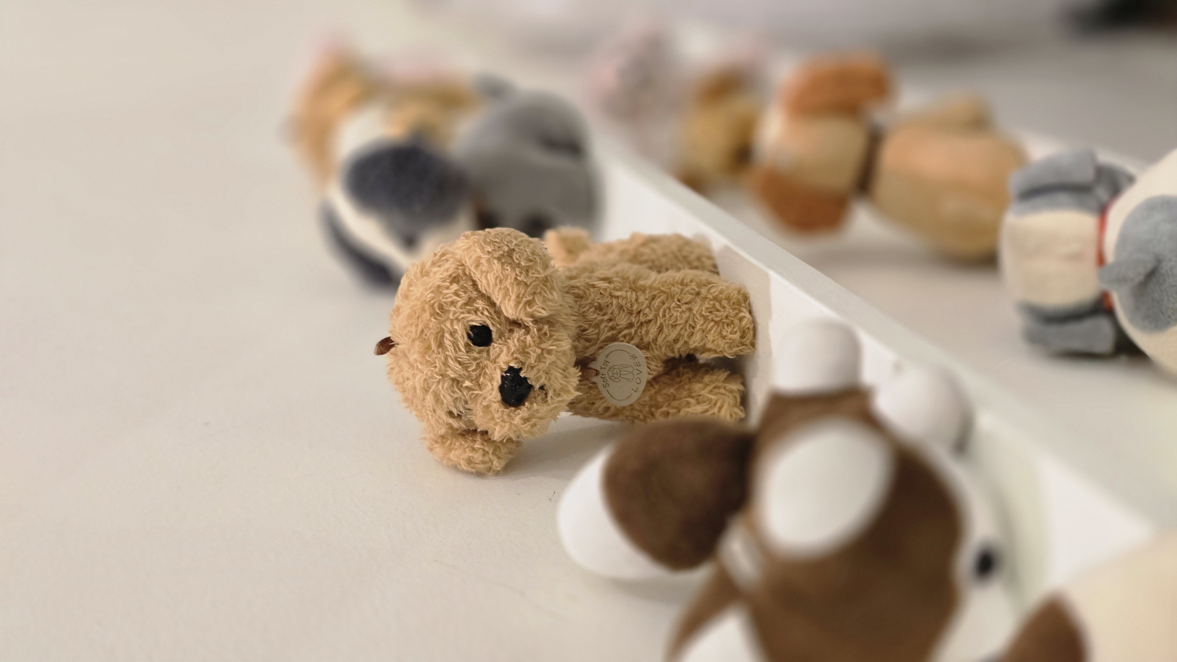 Wooden veterinary clinic playhouse with toy animals and blush accents