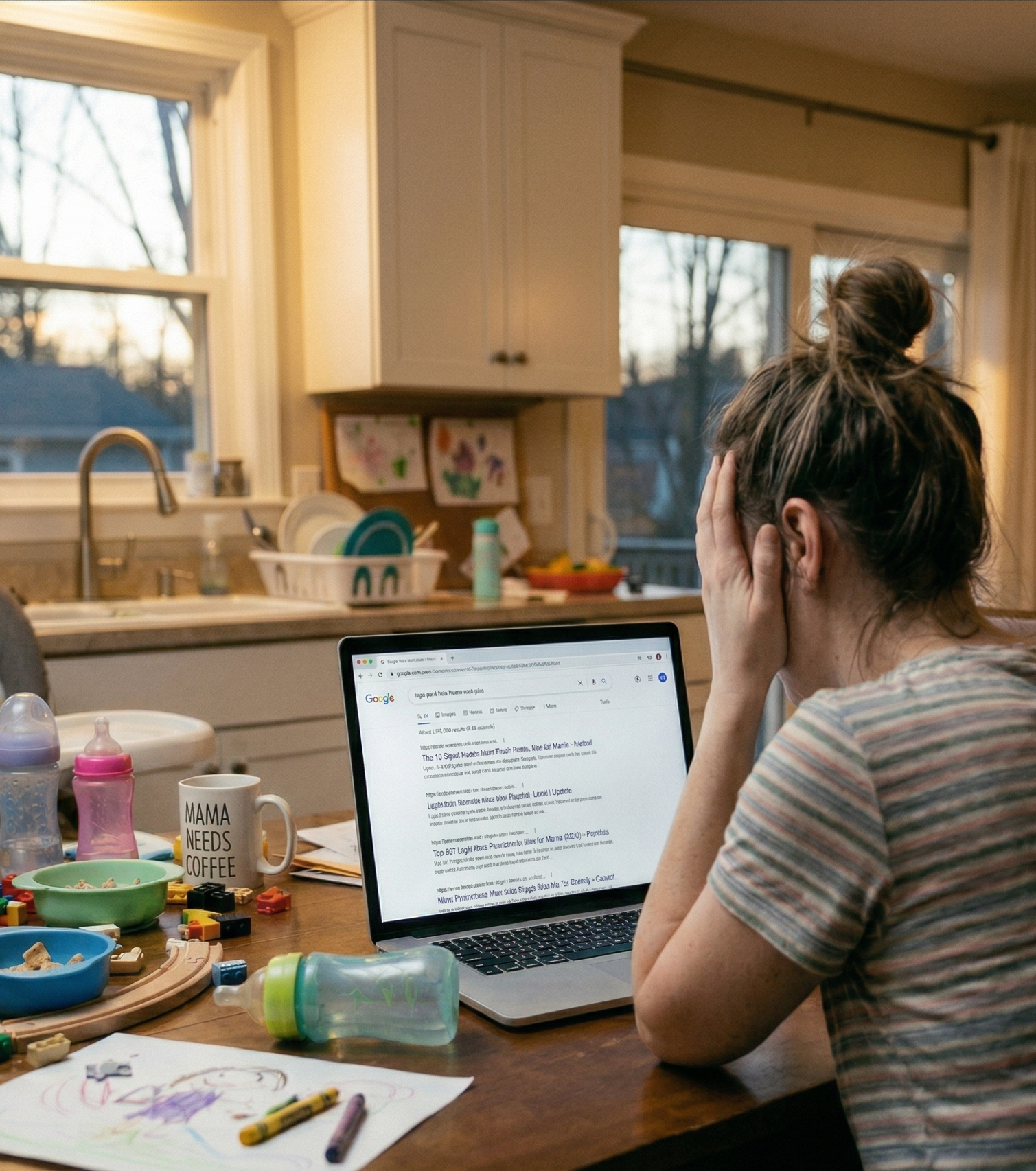 Woman overwhelmed at computer