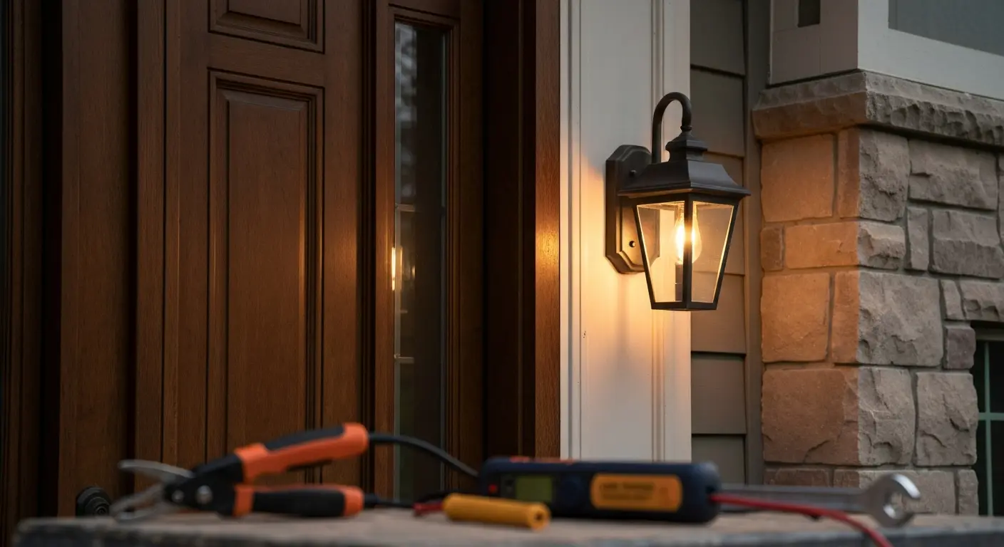 Outdoor porch light installation