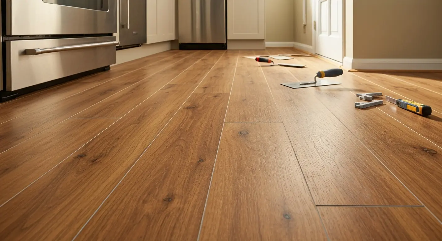 Luxury vinyl plank kitchen flooring