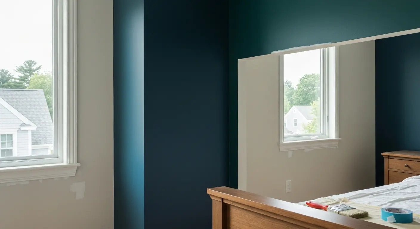 Accent wall painting in bedroom