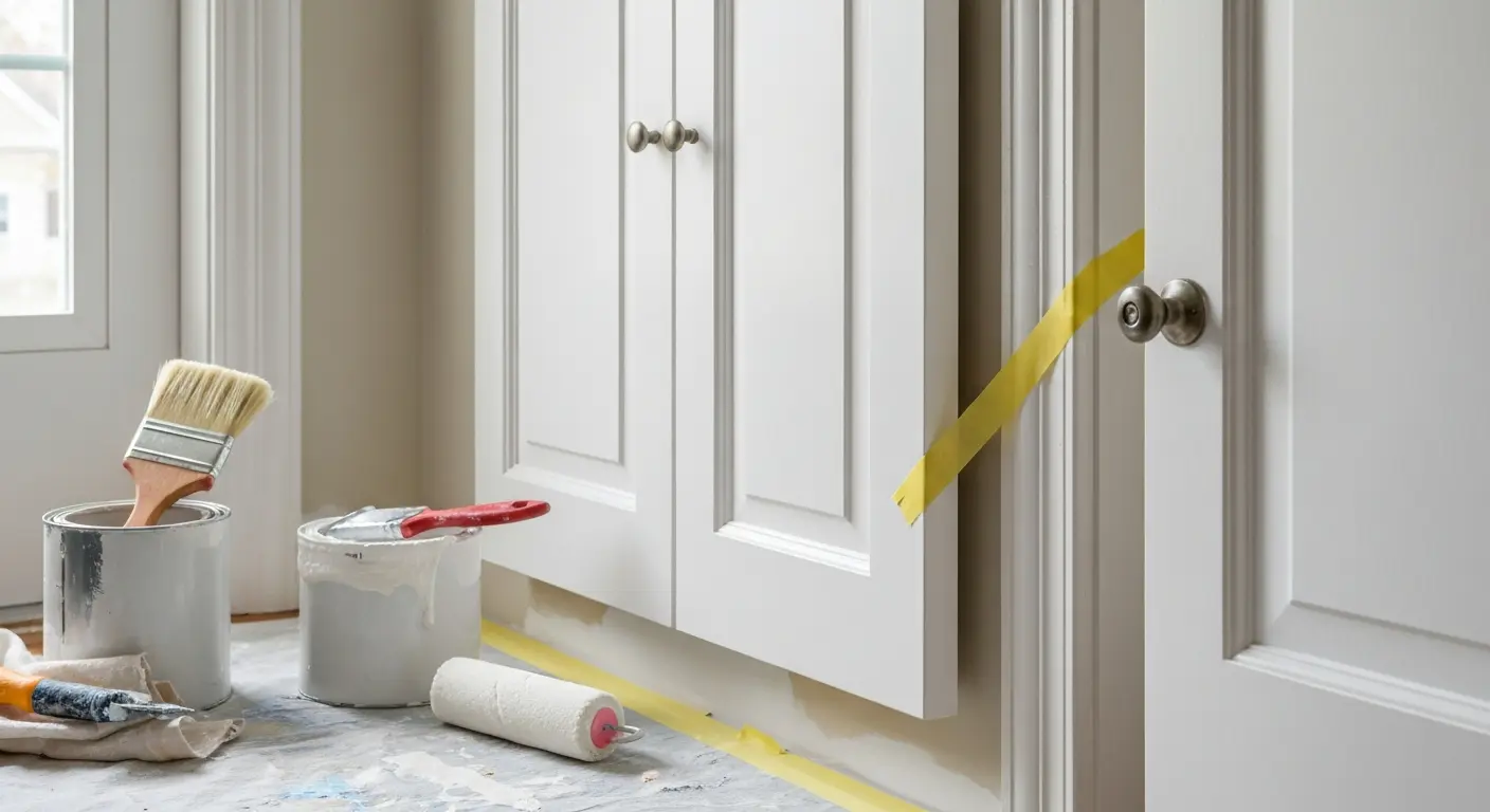 Cabinet and trim painting detail