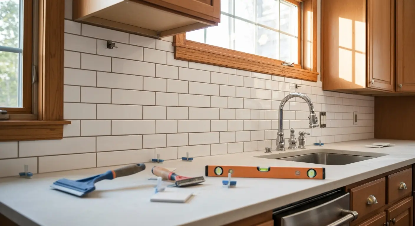 Kitchen backsplash tile installation