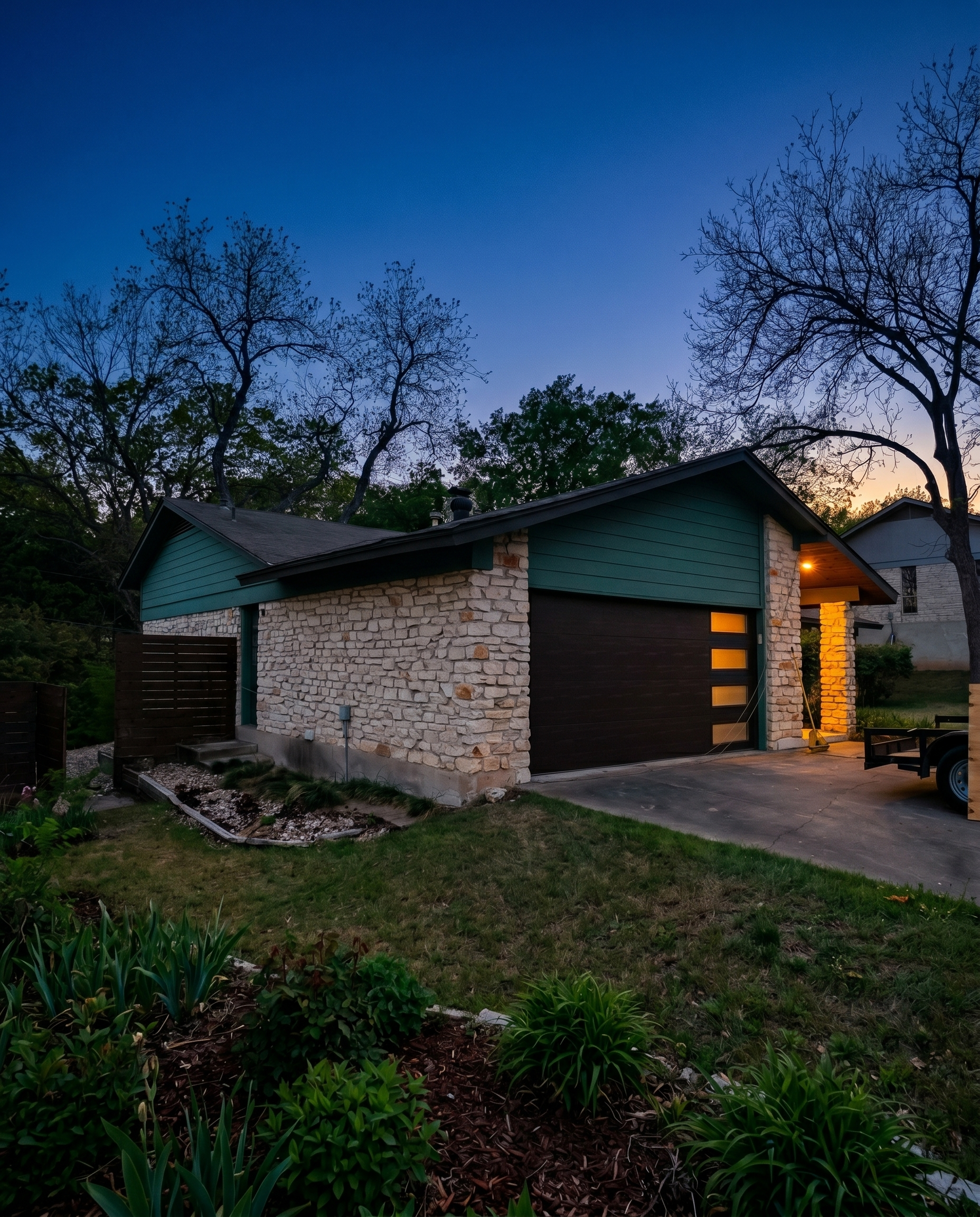 Modern Exterior Transformation with Natural Stone & Wood Accents