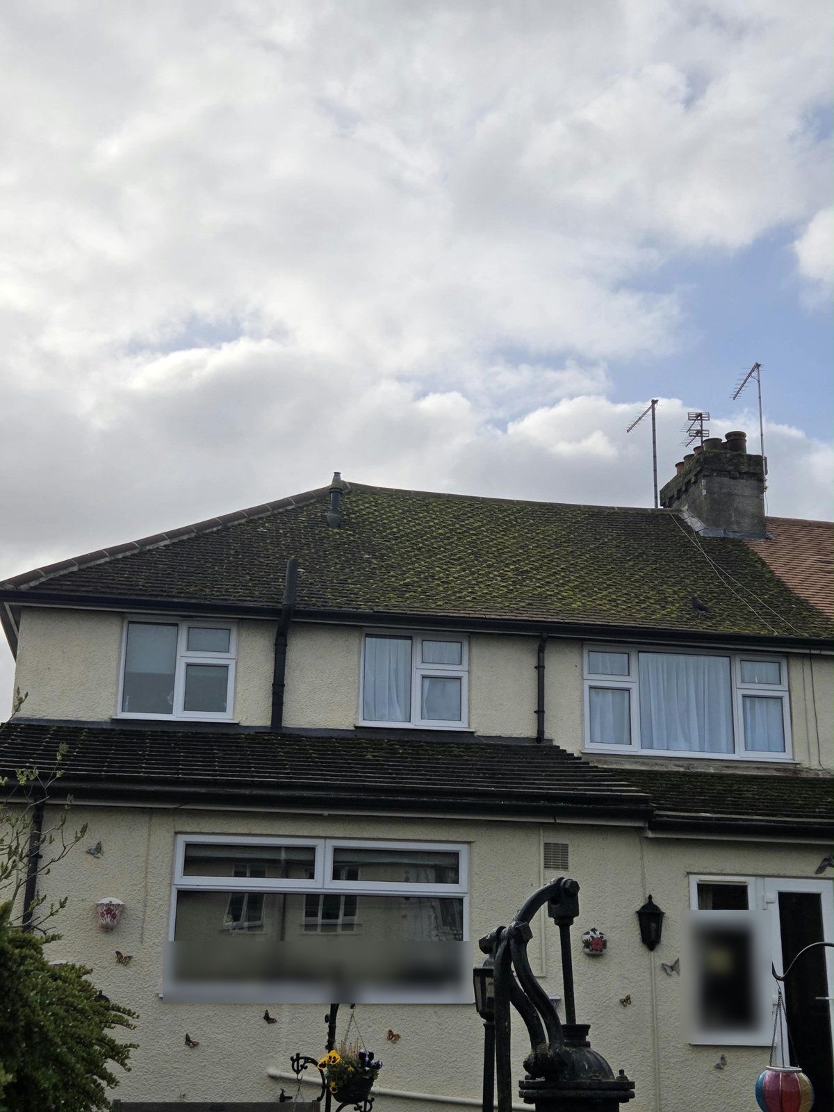 Before: mossy roof of a rendered semi