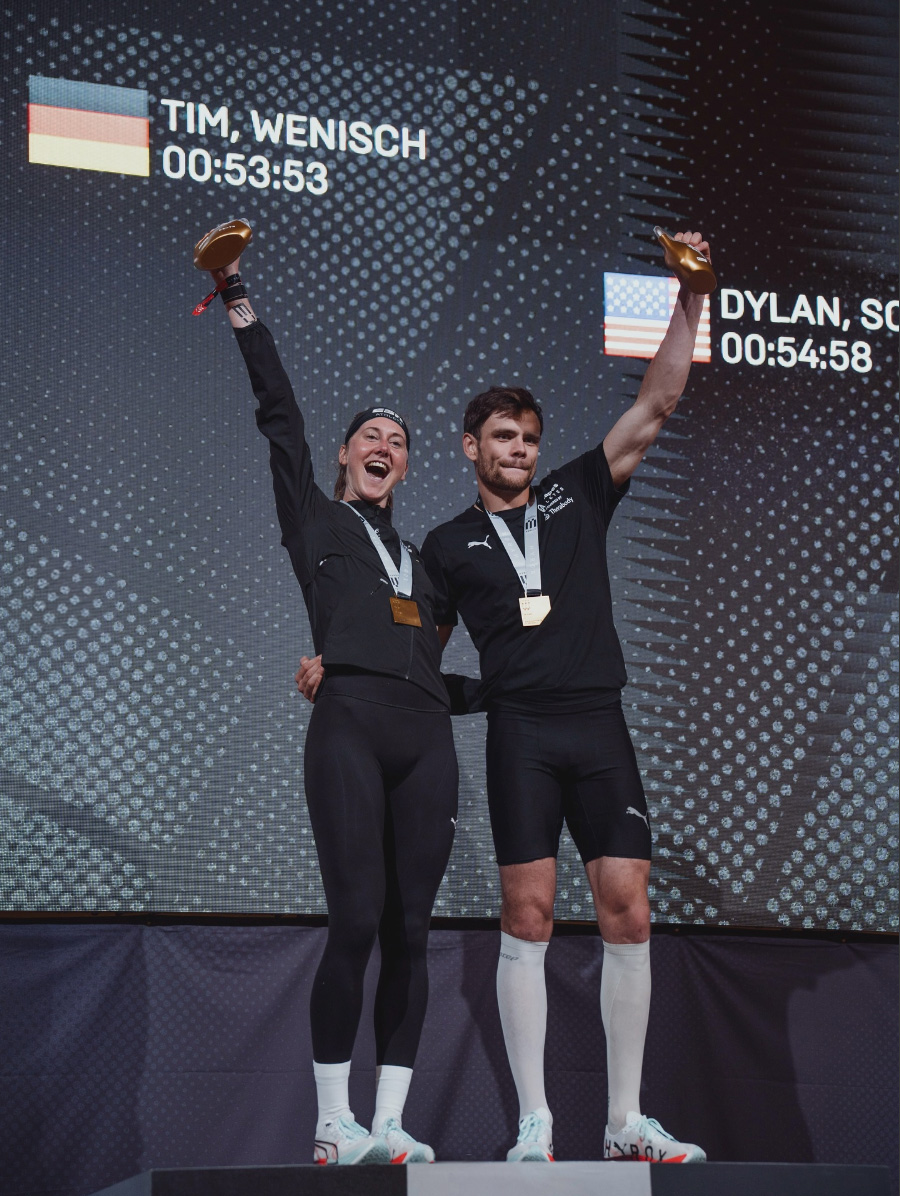 Tim Wenisch and linda Meier on podium
