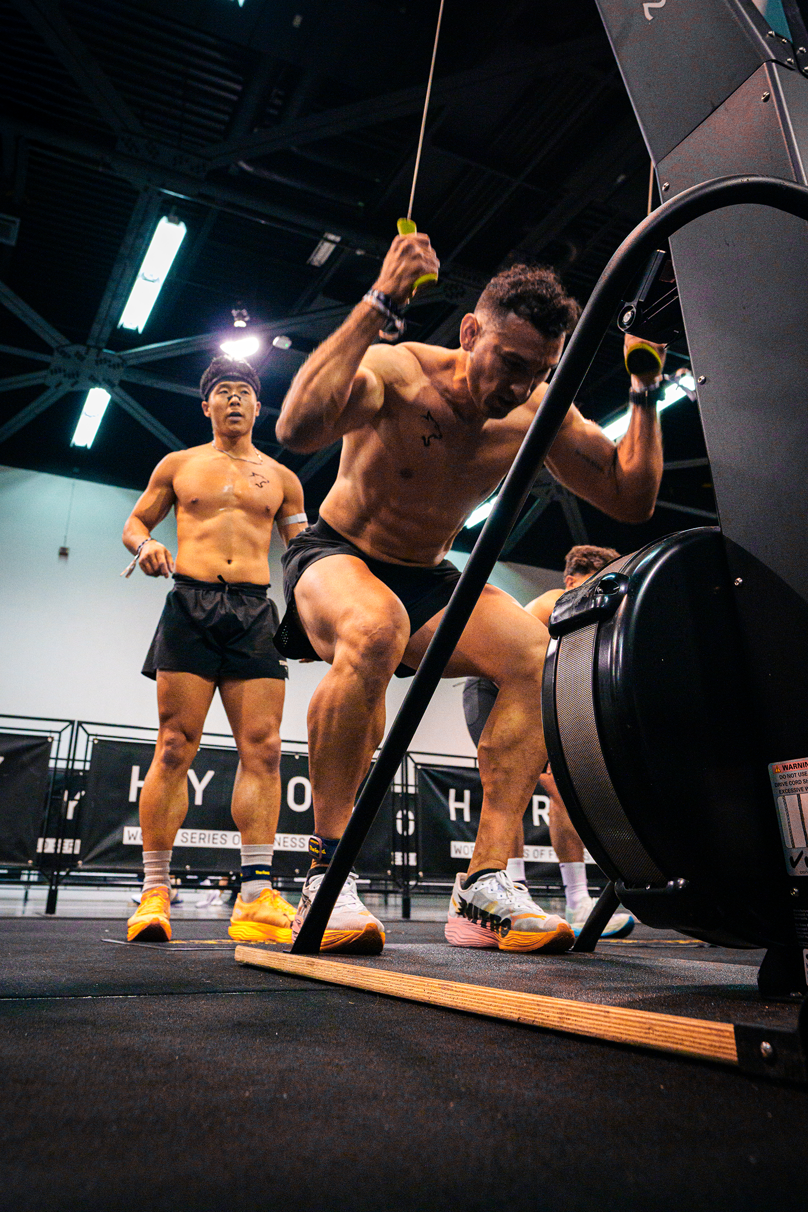 two athletes on the ski erg for hyrox doubles two athletes on the ski erg for hyrox doubles