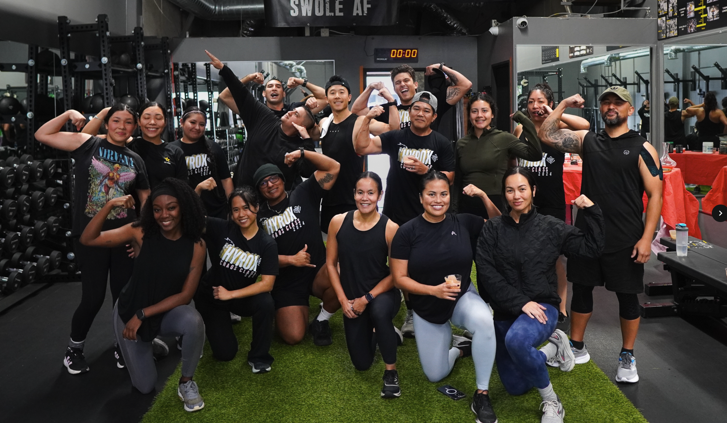 Post gym group class photo having fun Post gym group class photo having fun