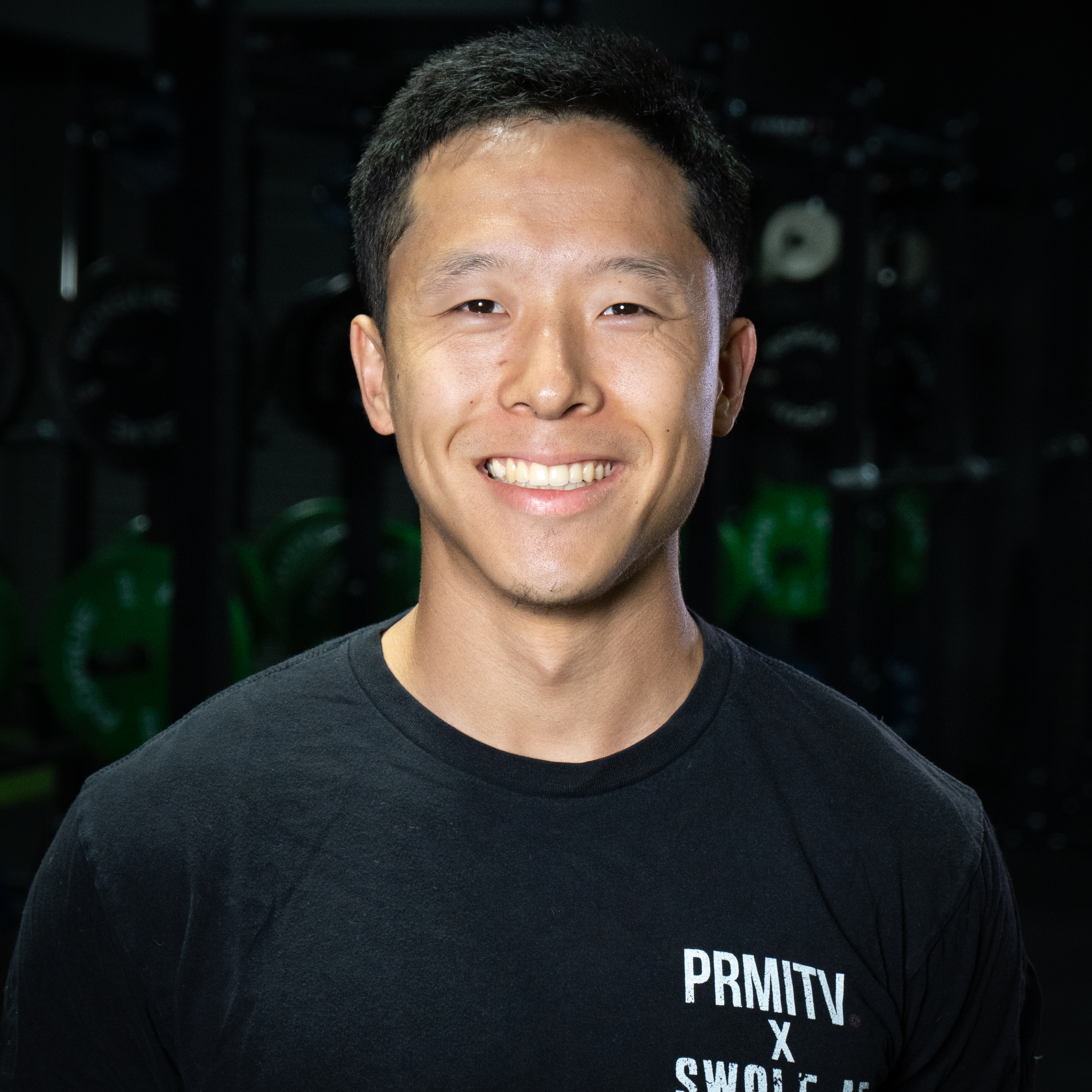 Daniel Baek, NASM certified and Hyrox coach, at Primitive x Swole AF gym in Garden Grove