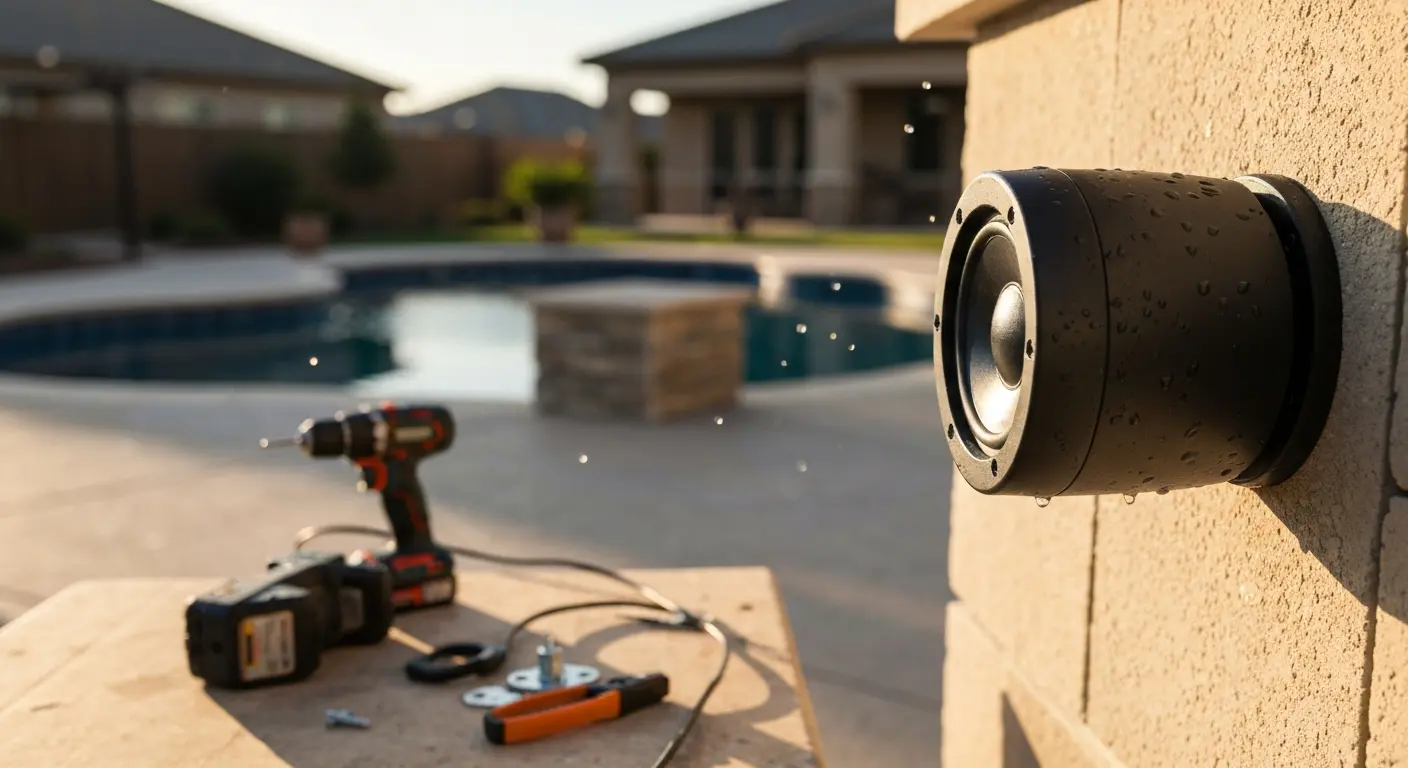 Outdoor pool audio installation