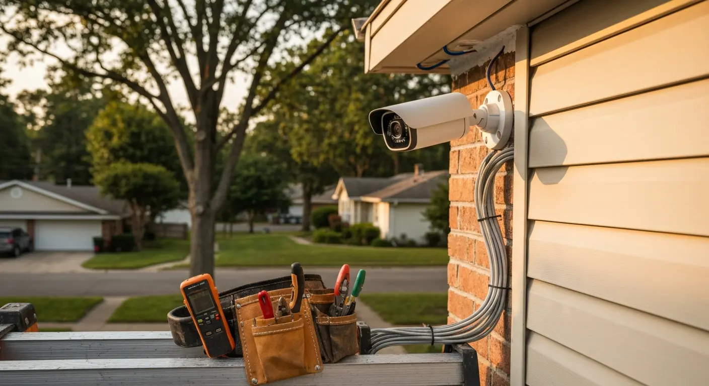 Security camera wiring installation